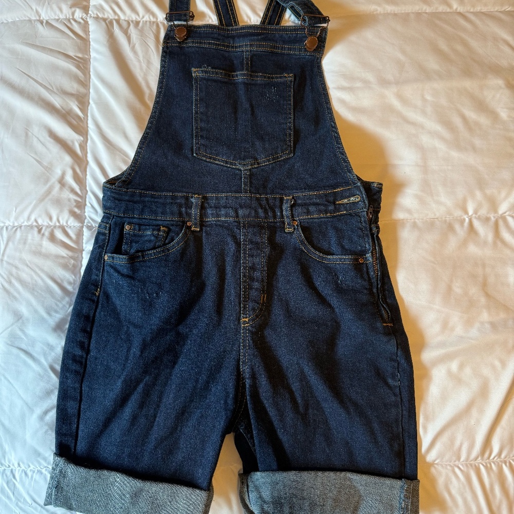 Zara Denim Short Overalls